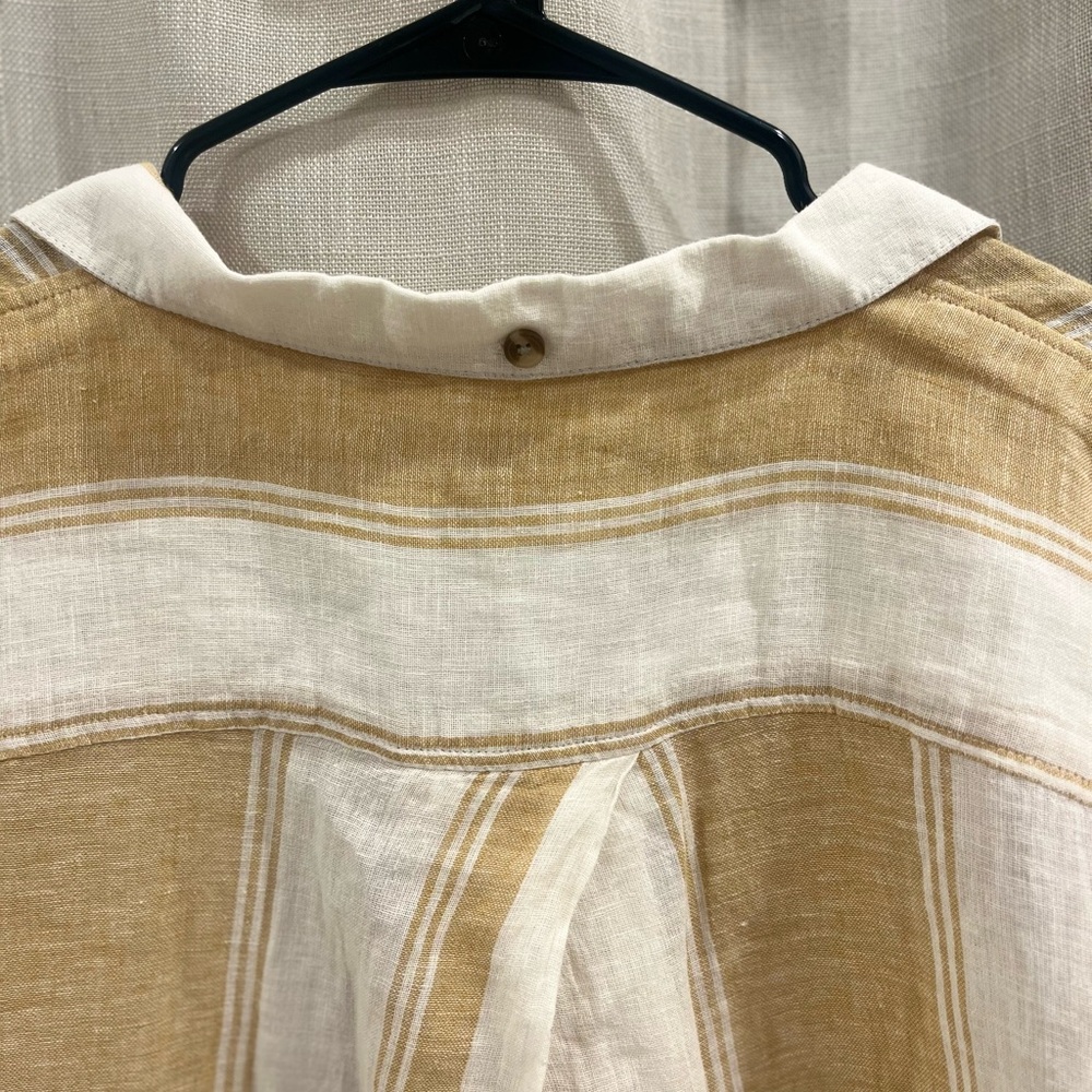 Thread & Supply Linen Blend Striped Button Up | Size Large - Picture 8 of 9